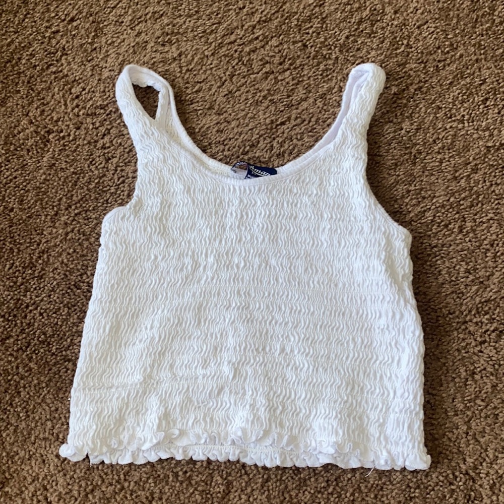 White ruffled tank top